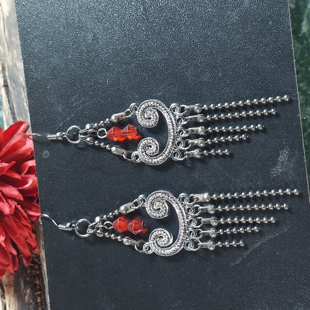 E3018 Tibetan Beaded Deco Drop Dangle Statement Earrings